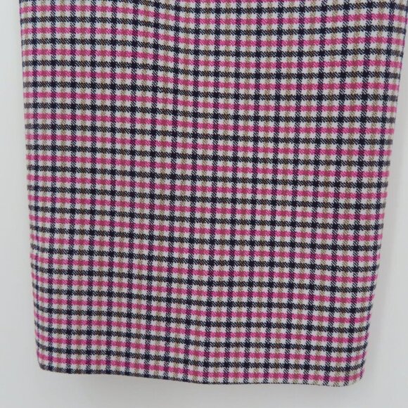Banana Republic Women 4 Sloan Pink Brown Black Check Cropped Pants Zip Pockets - Picture 8 of 13